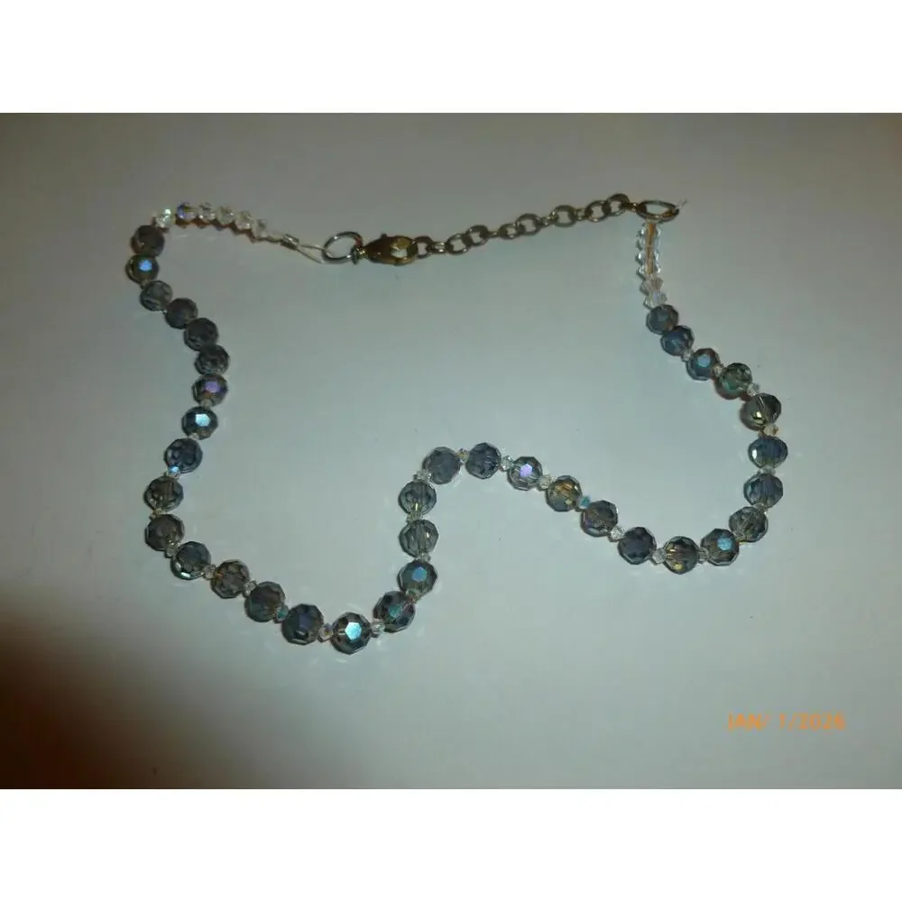 Blue Crystal Glass Bead Choker Necklace 14